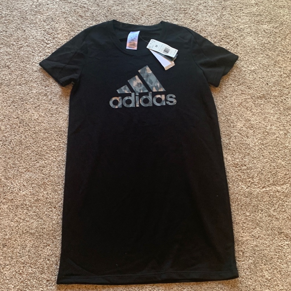 New Adidas Black Tee Multi Sport Dress Size Medium. So adorable!